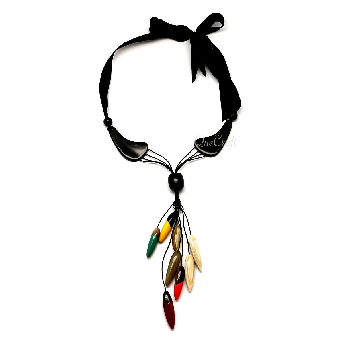 Horn & Lacquer String Necklace #5257 - HORN JEWELRY