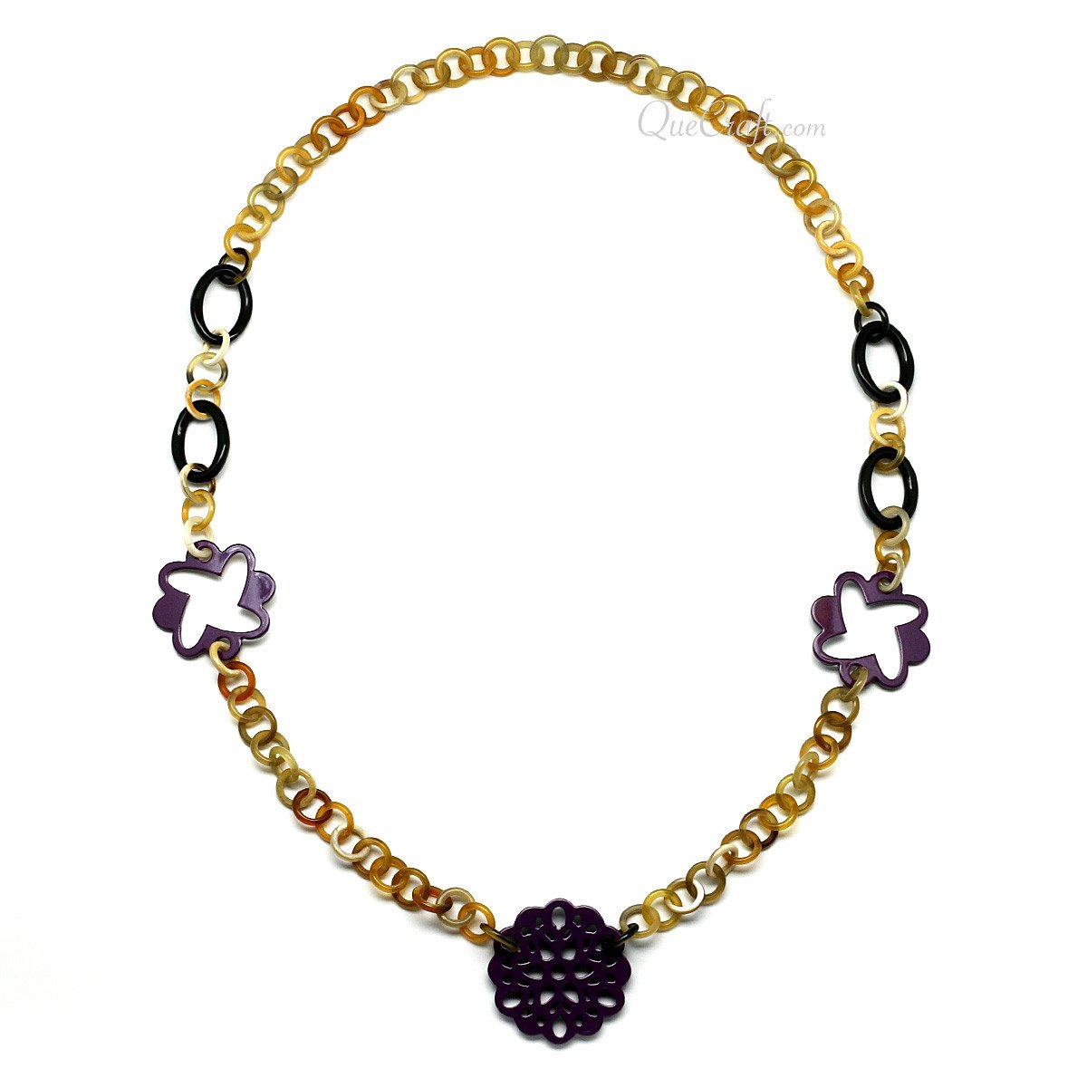 Horn & Lacquer Chain Necklace #11209 - HORN JEWELRY