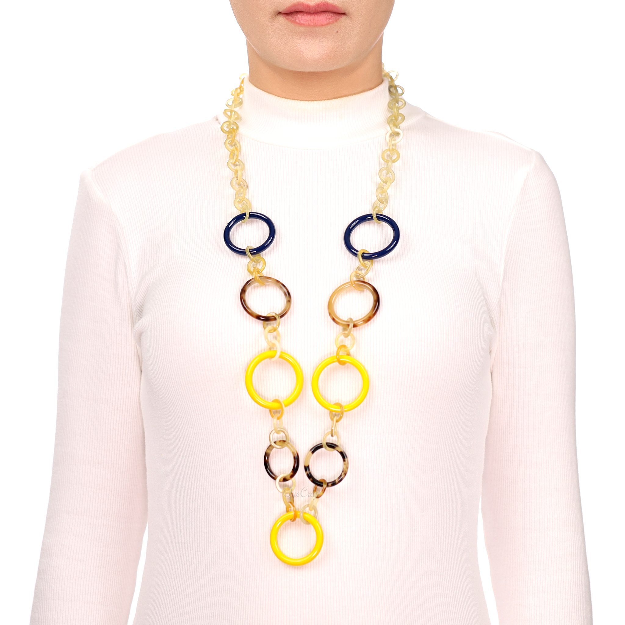 Horn & Lacquer Chain Necklace #13632 - HORN JEWELRY