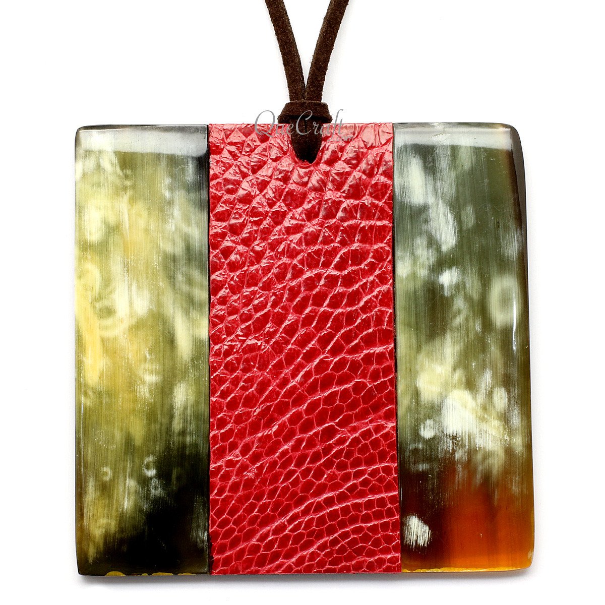 Horn & Leather Pendant #12473 - HORN JEWELRY