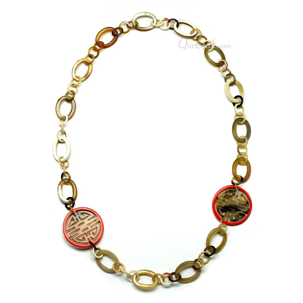 Horn & Lacquer Chain Necklace #11597 - HORN JEWELRY