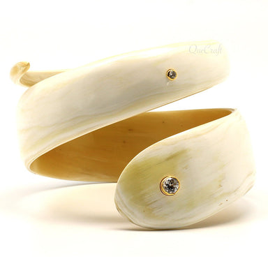 Horn & CZ Bangle Bracelet #6883 - HORN JEWELRY
