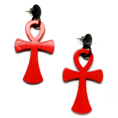 Horn & Lacquer Earrings #11205 - HORN JEWELRY