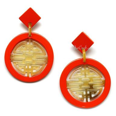 Horn & Lacquer Earrings #11377 - HORN JEWELRY