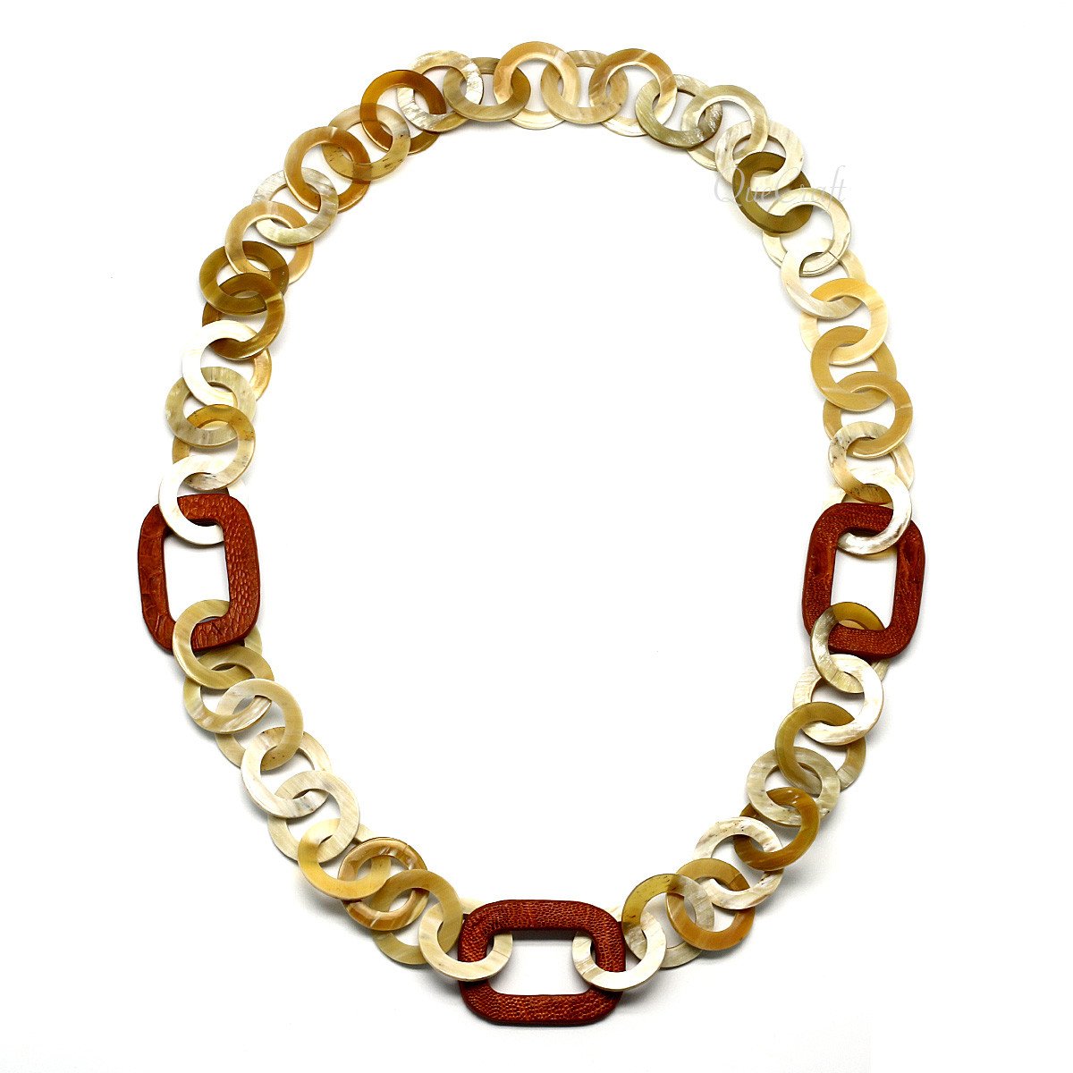 Horn & Leather Chain Necklace #9695 - HORN JEWELRY