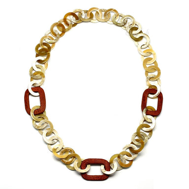 Horn & Leather Chain Necklace #9695 - HORN JEWELRY