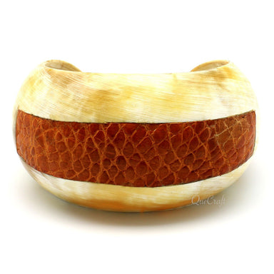 Horn & Leather Cuff Bracelet #6689 - HORN JEWELRY