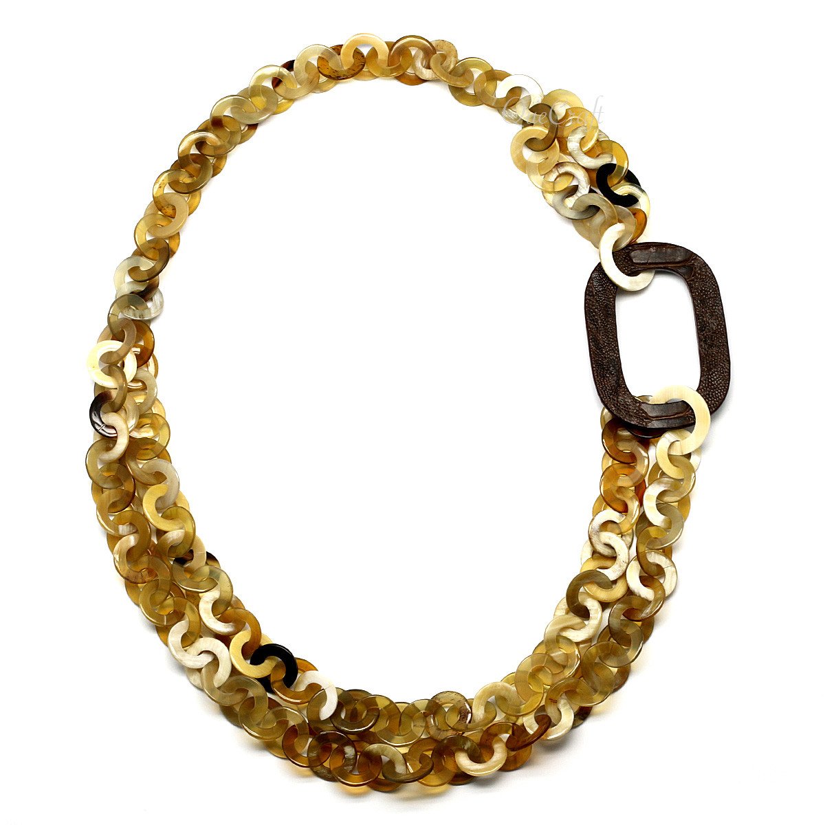 Horn & Leather Chain Necklace #9662 - HORN JEWELRY