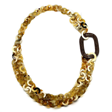 Horn & Leather Chain Necklace #9662 - HORN JEWELRY