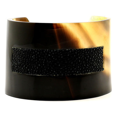 Horn & Leather Cuff Bracelet #6797 - HORN JEWELRY