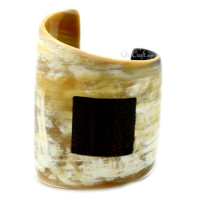 Horn & Leather Cuff Bracelet #10436 - HORN JEWELRY