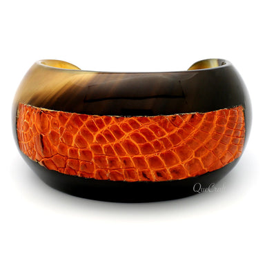 Horn & Leather Cuff Bracelet #5481 - HORN JEWELRY