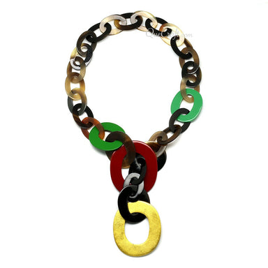 Horn & Lacquer Chain Necklace #11125 - HORN JEWELRY