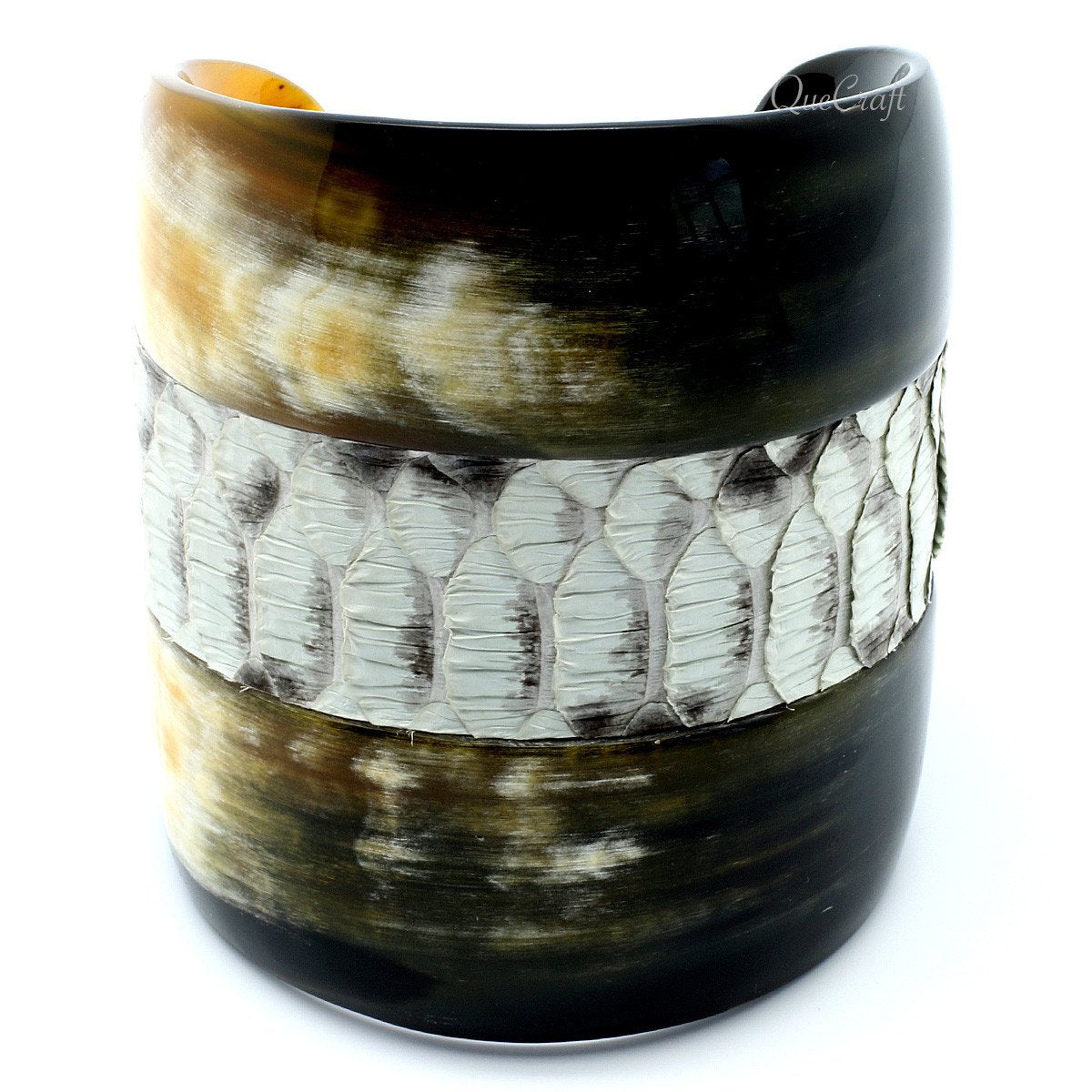 Horn & Leather Cuff Bracelet #9640 - HORN JEWELRY