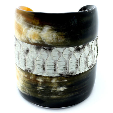 Horn & Leather Cuff Bracelet #9640 - HORN JEWELRY