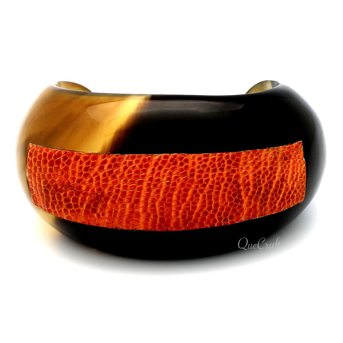 Horn & Leather Cuff Bracelet #6691 - HORN JEWELRY