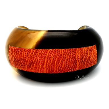 Horn & Leather Cuff Bracelet #6691 - HORN JEWELRY