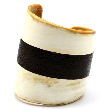 Horn & Leather Cuff Bracelet #5479 - HORN JEWELRY