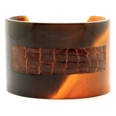 Horn & Leather Cuff Bracelet #6644 - HORN JEWELRY