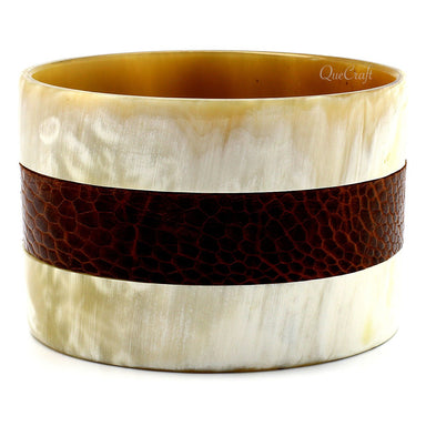 Horn & Leather Bangle Bracelet #8708 - HORN JEWELRY