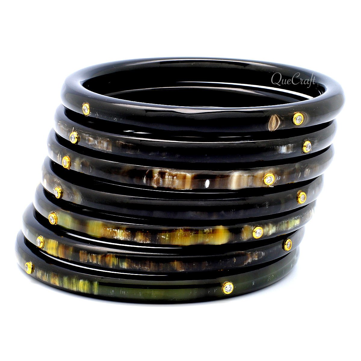 Horn & CZ Bangle Bracelets #9820 - HORN JEWELRY