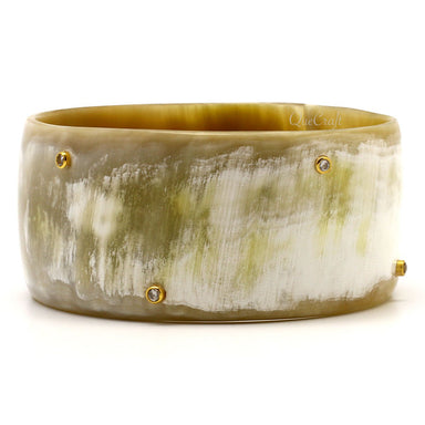 Horn & CZ Bangle Bracelet #6898 - HORN JEWELRY