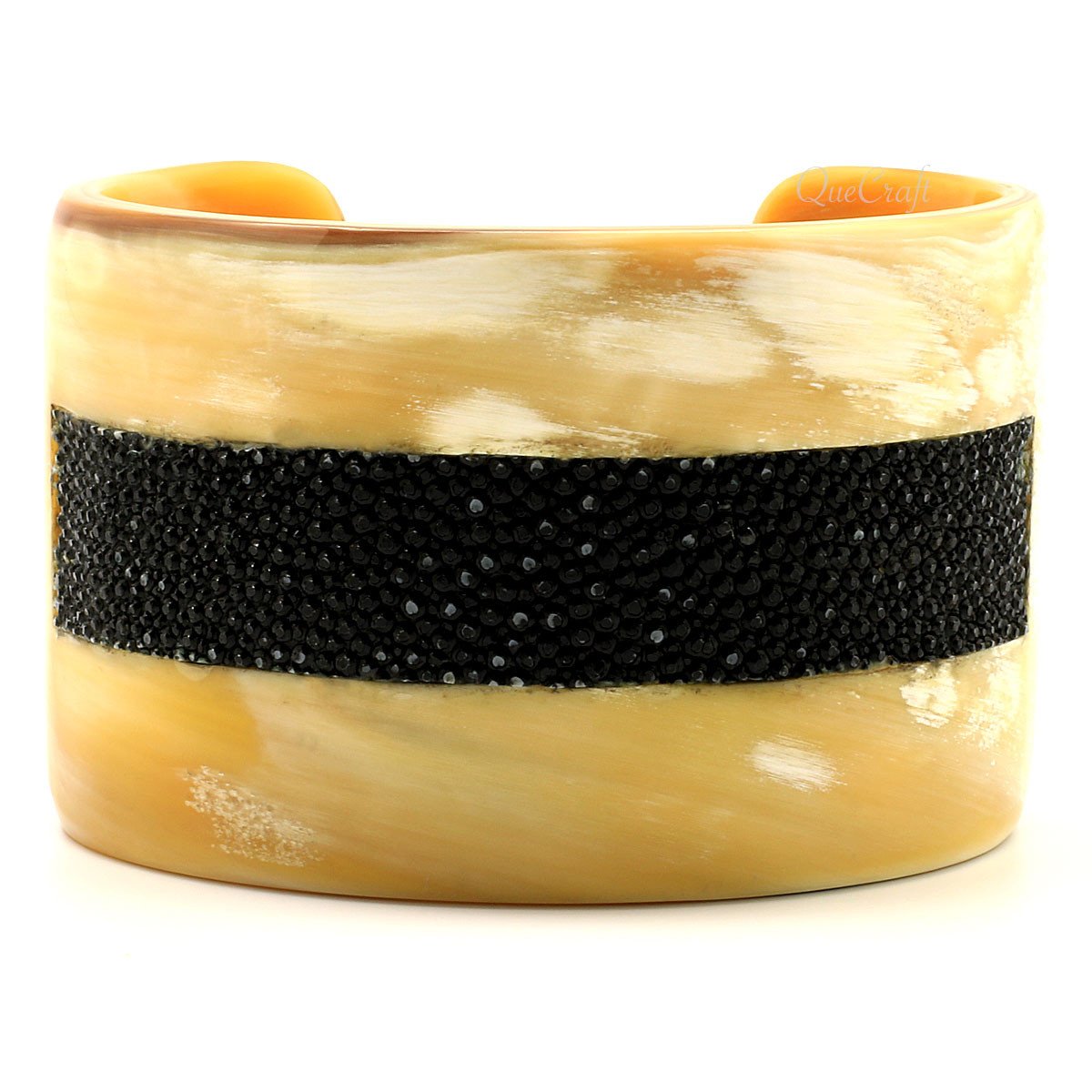 Horn & Leather Cuff Bracelet #6828 - HORN JEWELRY