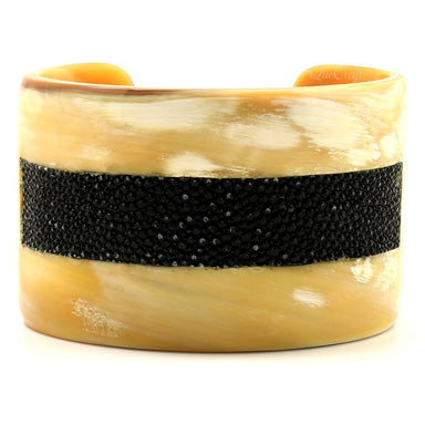 Horn & Leather Cuff Bracelet #6828 - HORN JEWELRY