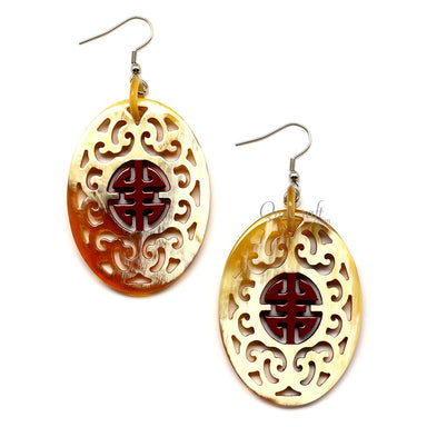Horn & Lacquer Earrings #12583 - HORN JEWELRY