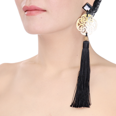 Horn & Tassel Earrings #14002 - HORN JEWELRY