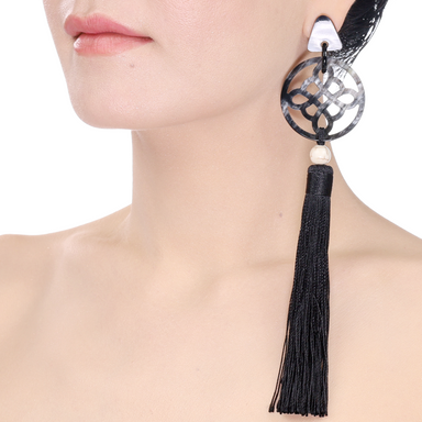 Horn & Tassel Earrings #14005 - HORN JEWELRY