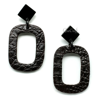 Leather & Horn Earrings #11702 - HORN JEWELRY