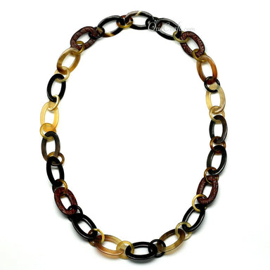 Horn & Leather Chain Necklace #11075 - HORN JEWELRY