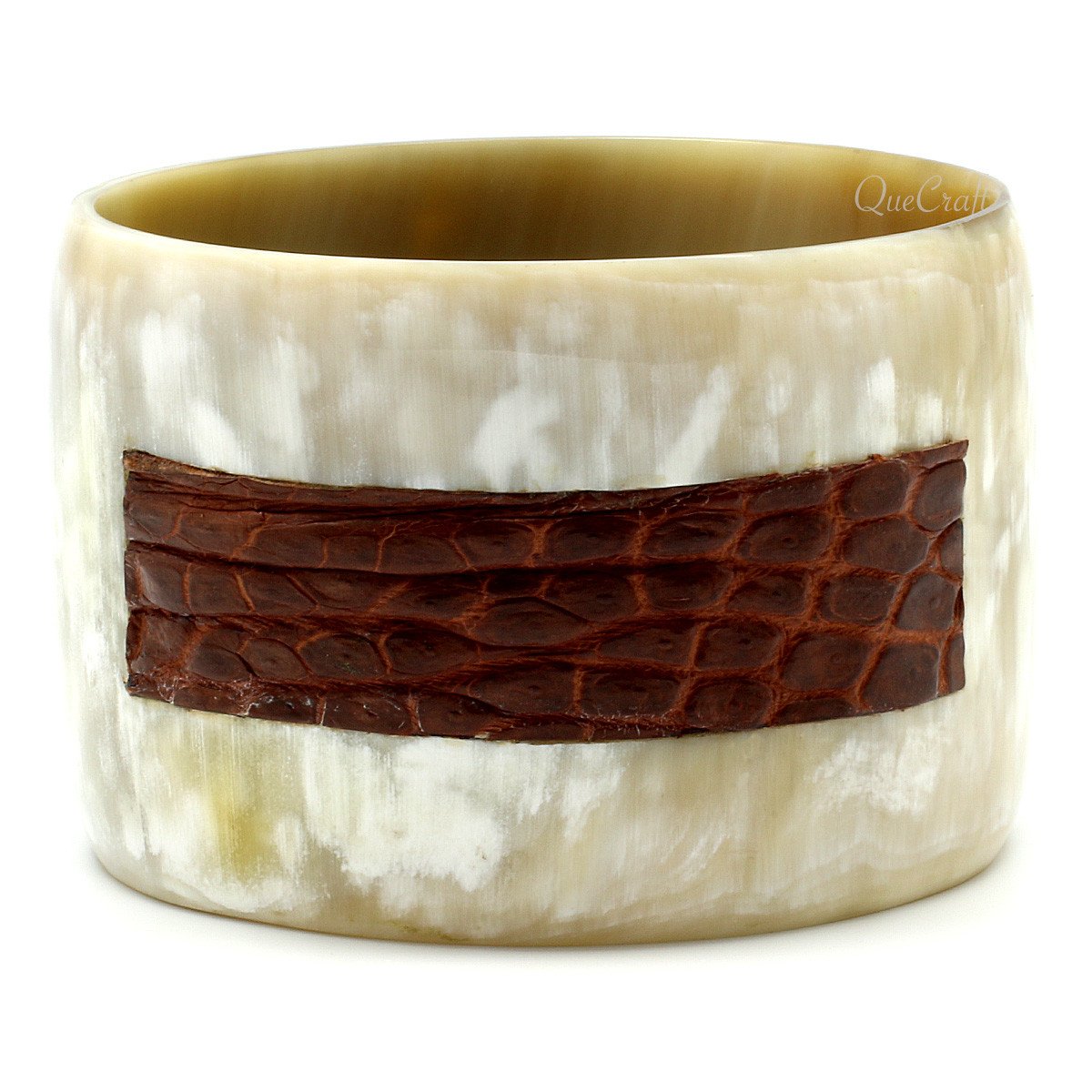 Horn & Leather Bangle Bracelet #9647 - HORN JEWELRY