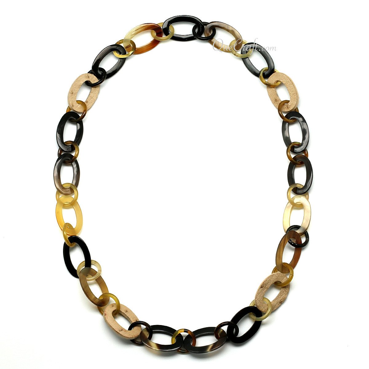 Horn & Leather Chain Necklace #11076 - HORN JEWELRY