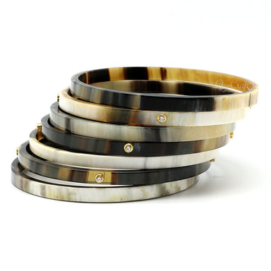 Horn & CZ Bangle Bracelets #10477 - HORN JEWELRY