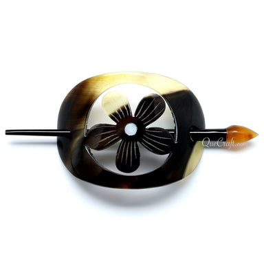 Horn & Shell Hair Barrette #10889 - HORN JEWELRY