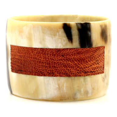 Horn & Leather Bangle Bracelet #8718 - HORN JEWELRY