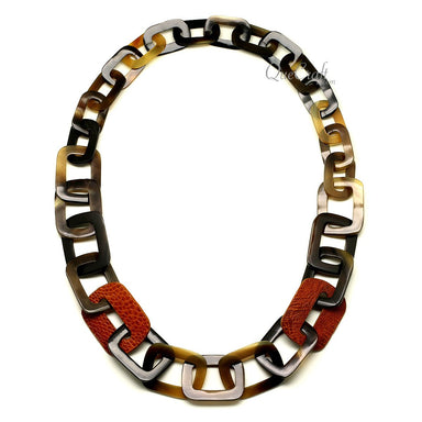 Horn & Leather Chain Necklace #12188 - HORN JEWELRY
