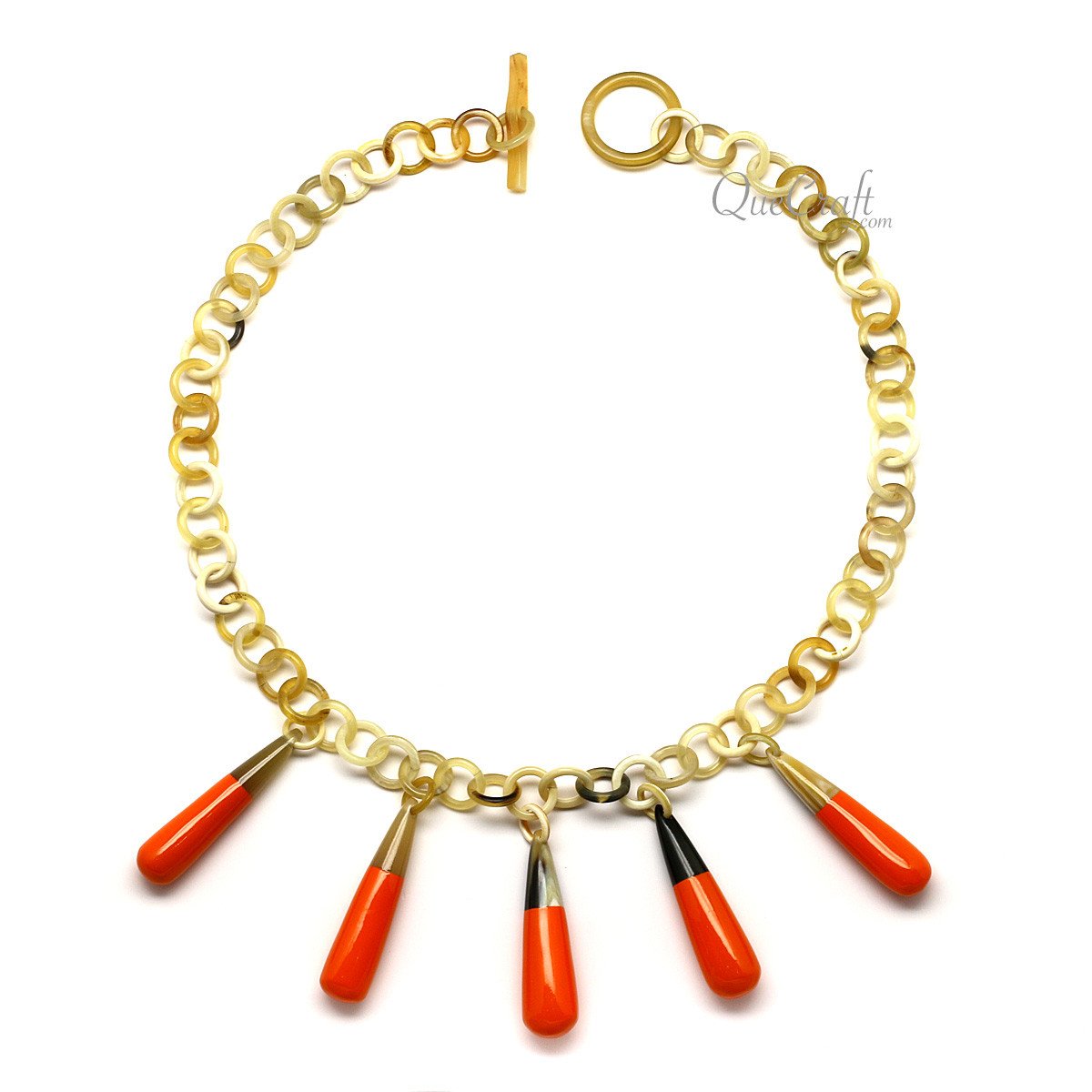 Horn & Lacquer Chain Necklace #12364 - HORN JEWELRY
