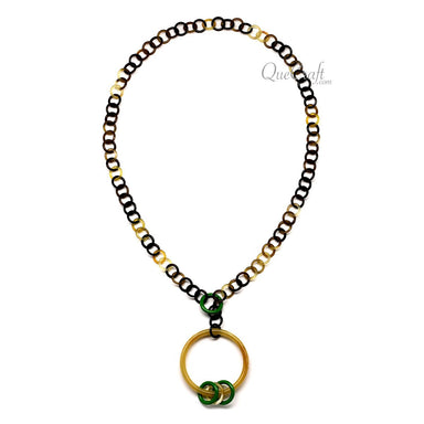 Horn & Lacquer Chain Necklace #12389 - HORN JEWELRY