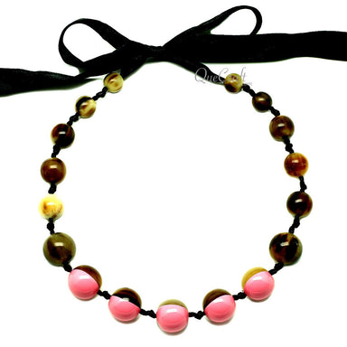 Horn & Lacquer Beaded Necklace #12752 - HORN JEWELRY