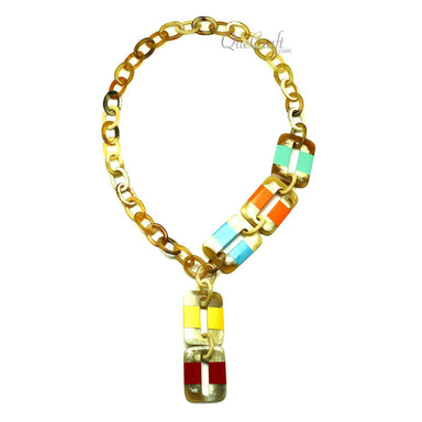 Horn & Lacquer Chain Necklace #12848 - HORN JEWELRY