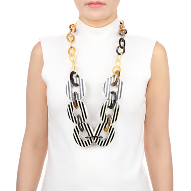 Horn & Lacquer Chain Necklace #13546 - HORN JEWELRY