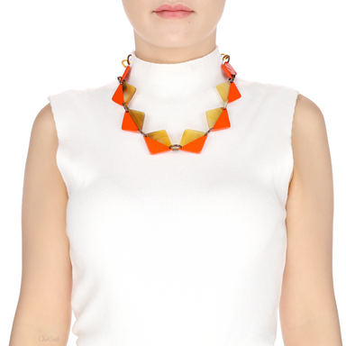 Horn & Lacquer Chain Necklace #13547 - HORN JEWELRY