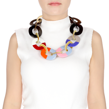 Horn & Lacquer Chain Necklace #13548 - HORN JEWELRY