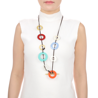 Horn & Lacquer Chain Necklace #13592 - HORN JEWELRY