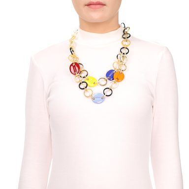 Horn & Lacquer Chain Necklace #13638 - HORN JEWELRY