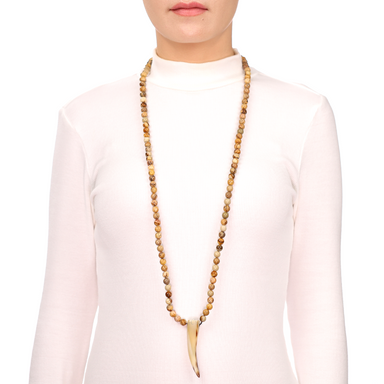Horn & Stone Beaded Necklace #13643 - HORN JEWELRY