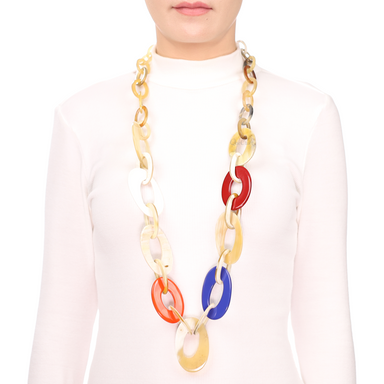Horn & Lacquer Chain Necklace #13645 - HORN JEWELRY